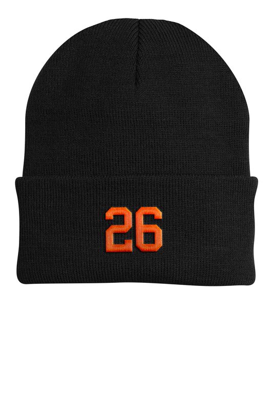 Knit Beanie - Black/ Grey/ Orange