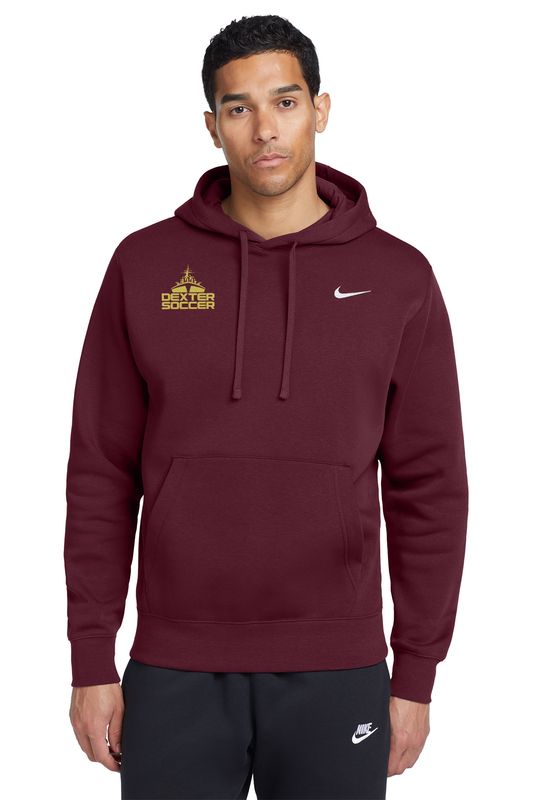 Nike Club Fleece Hoodie (Embroidered) - Black, Maroon
