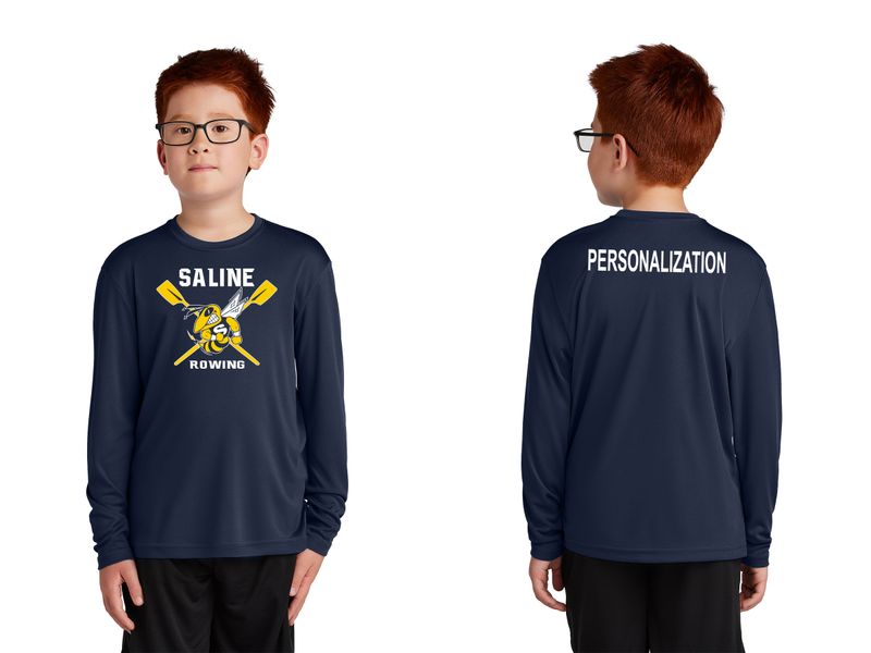 Youth Long Sleeve Performance Tee- Navy