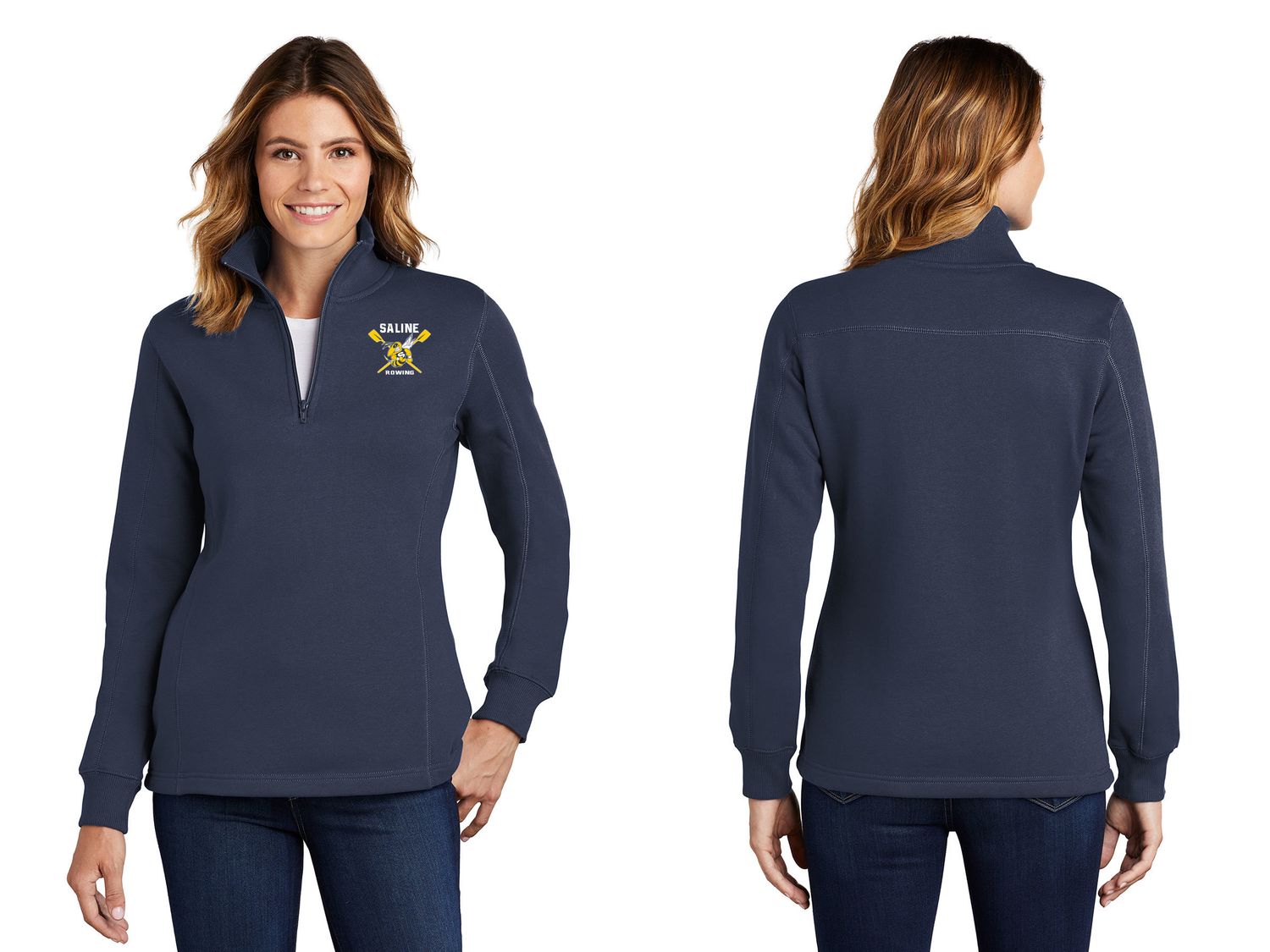 Ladies' 1/4 Zip Sweatshirt- Navy
