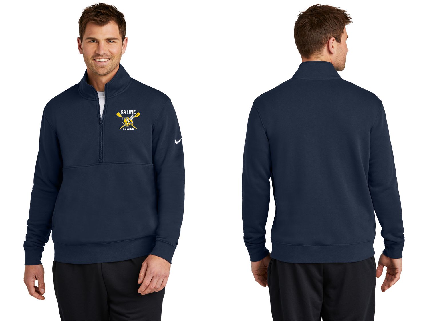 Nike Club Fleece Sleeve Swoosh 1/2-Zip- Navy