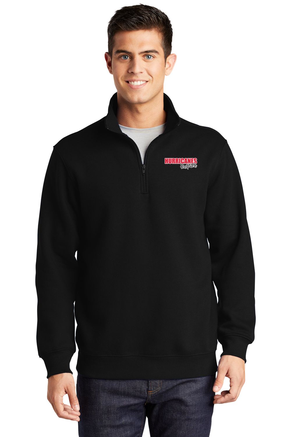 Adult 1/4 Zip Sweatshirt- Black, Dark Grey, White
