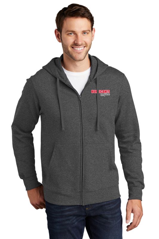 Unisex Fleece Full-Zip Hooded Sweatshirt- Black, Dark Grey, White