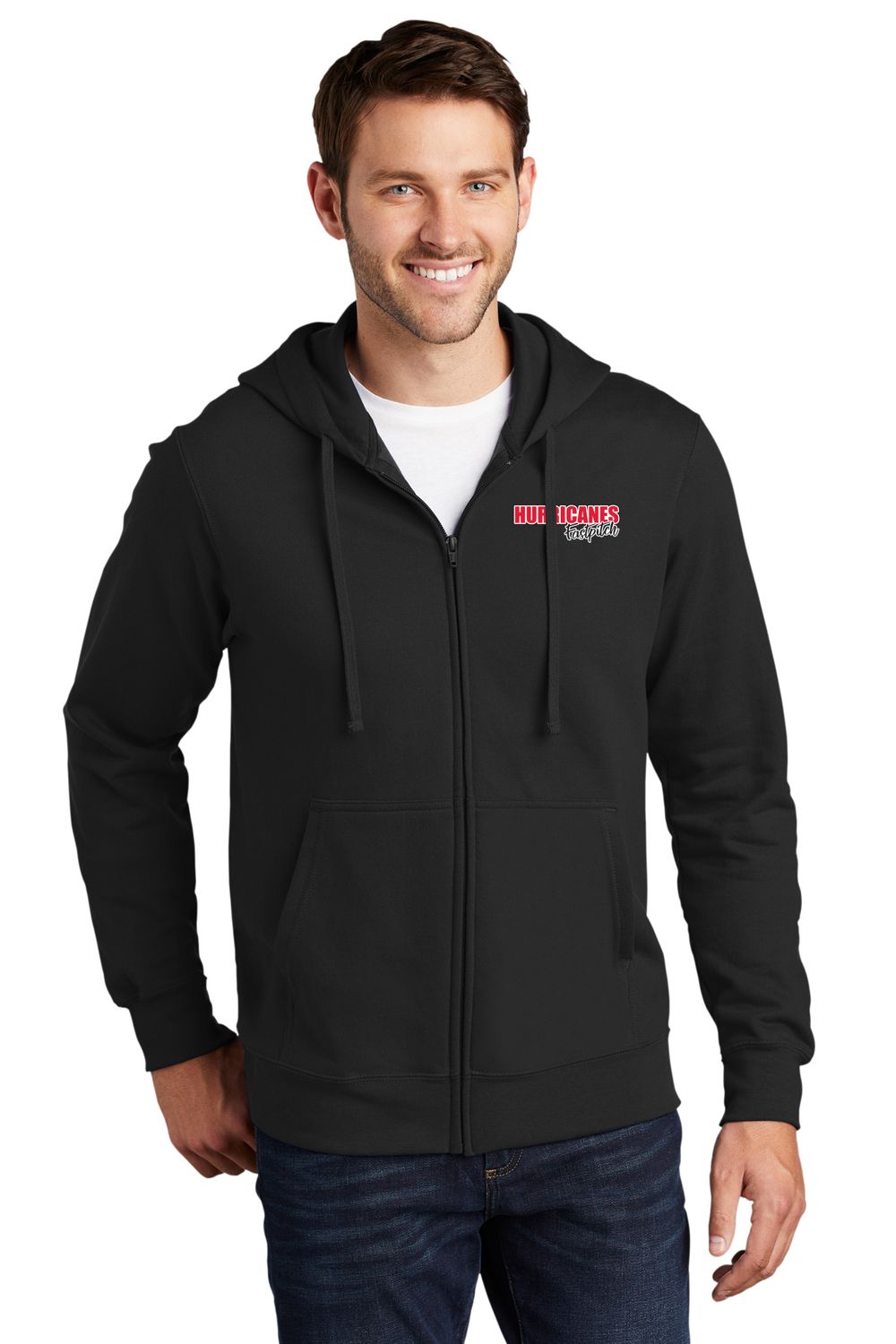 Unisex Fleece Full-Zip Hooded Sweatshirt- Black, Dark Grey, White