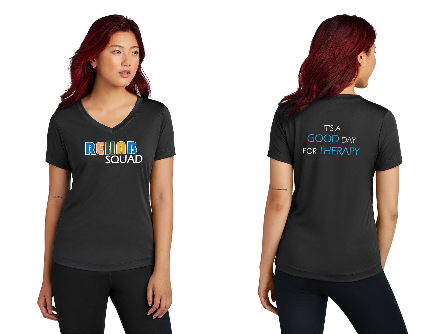 Ladies Sport-Tek Competitor Tee- Black, Concrete Heather Grey