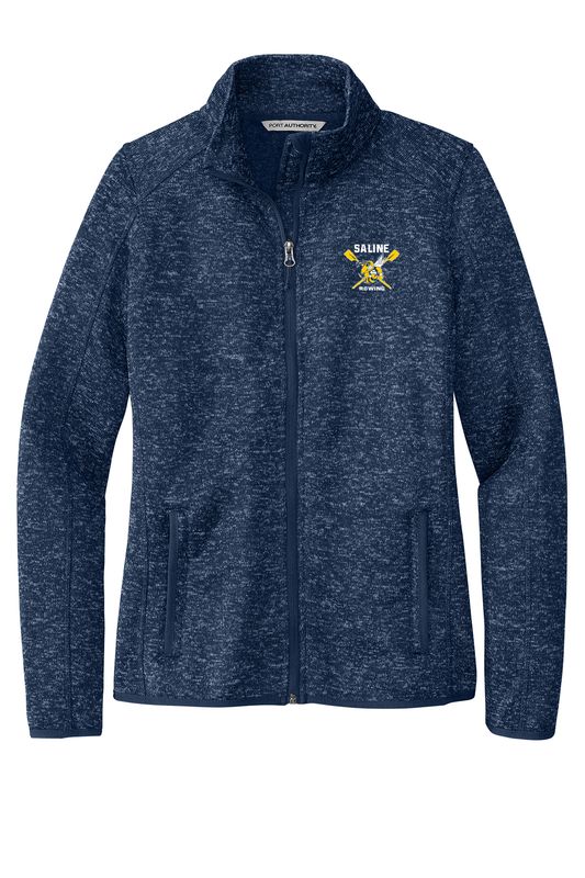 Women's Full Zip Heather Fleece Jacket- Navy