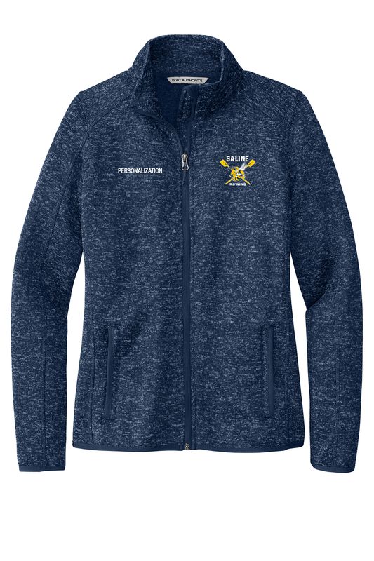 Women's Full Zip Heather Fleece Jacket- Navy