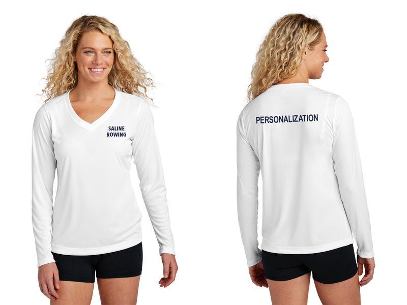 Ladies Long Sleeve Performance Tee- Navy or White