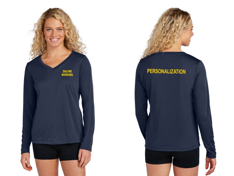 Ladies Long Sleeve Performance Tee- Navy or White