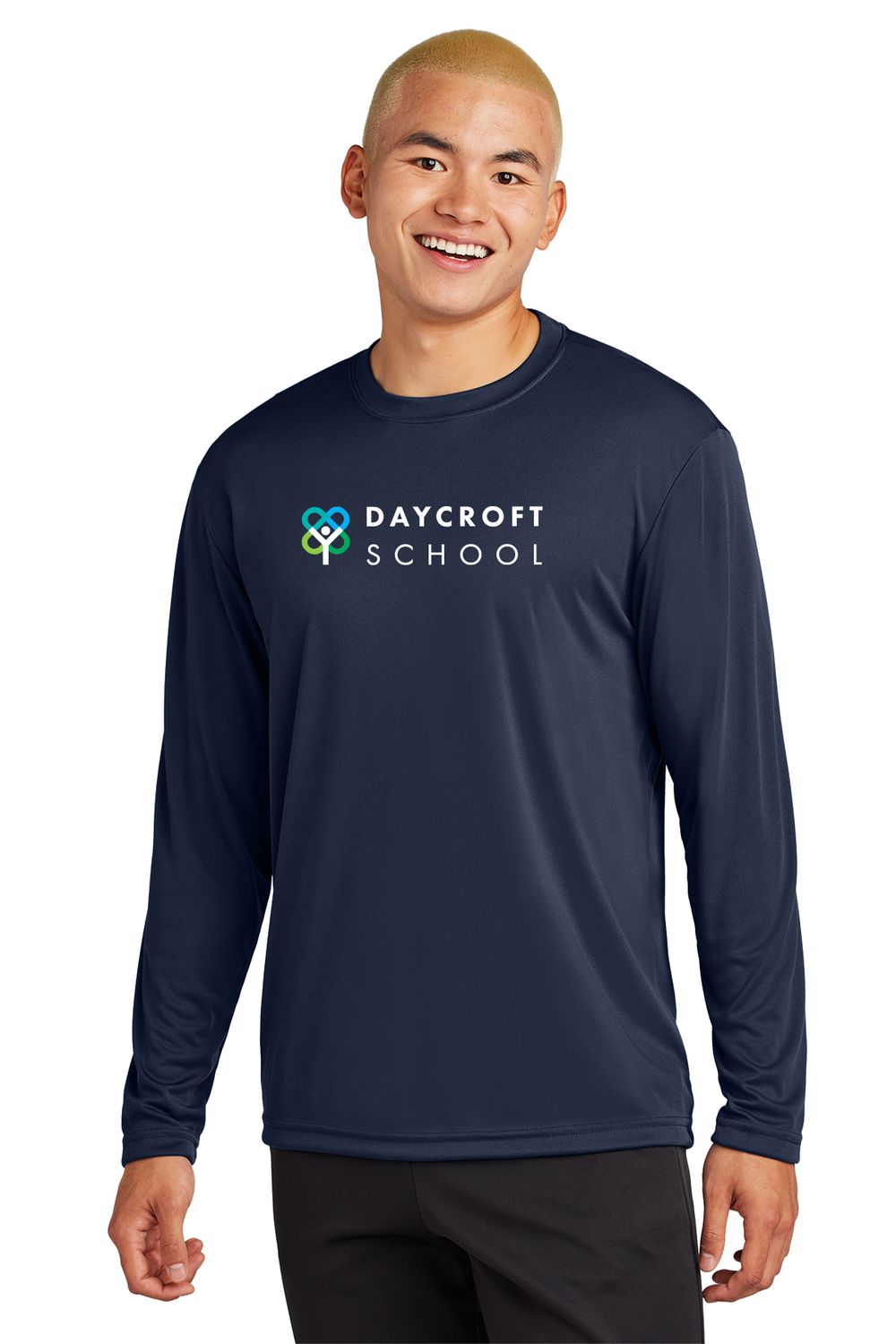Adult Long Sleeve Performance Tee- Navy, Grey