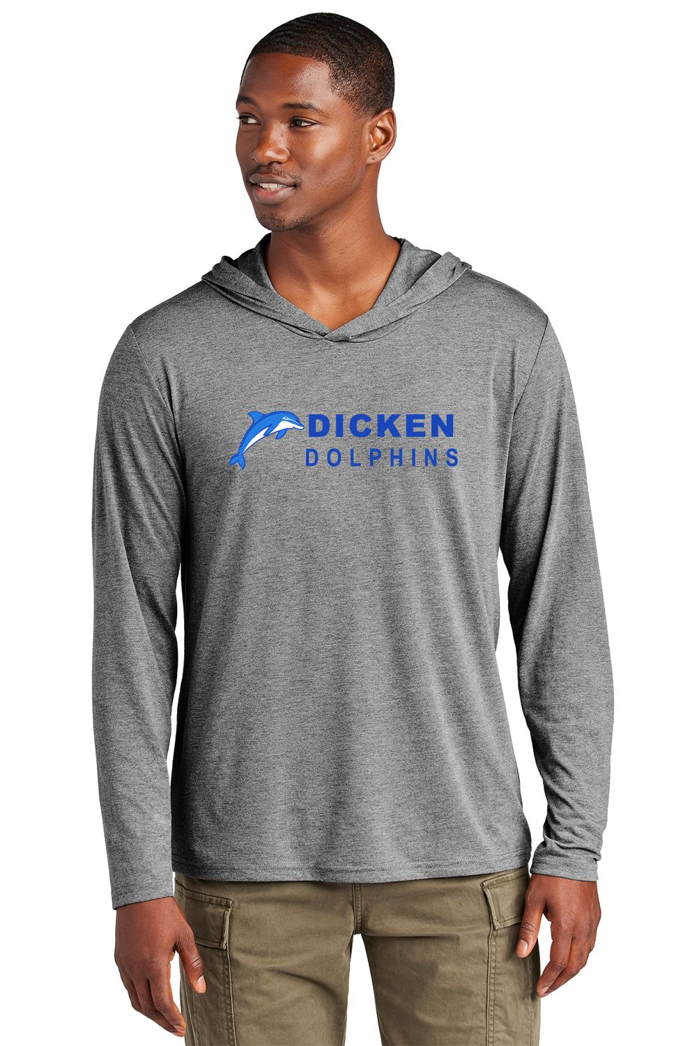 Adult Lightweight Long Sleeve Hoodie - Grey Frost, White
