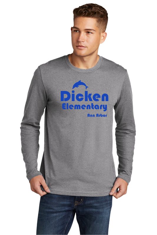 Adult Next Level Apparel Cotton Long Sleeve Tee (with Retro Logo)- Heather Grey, Royal, White