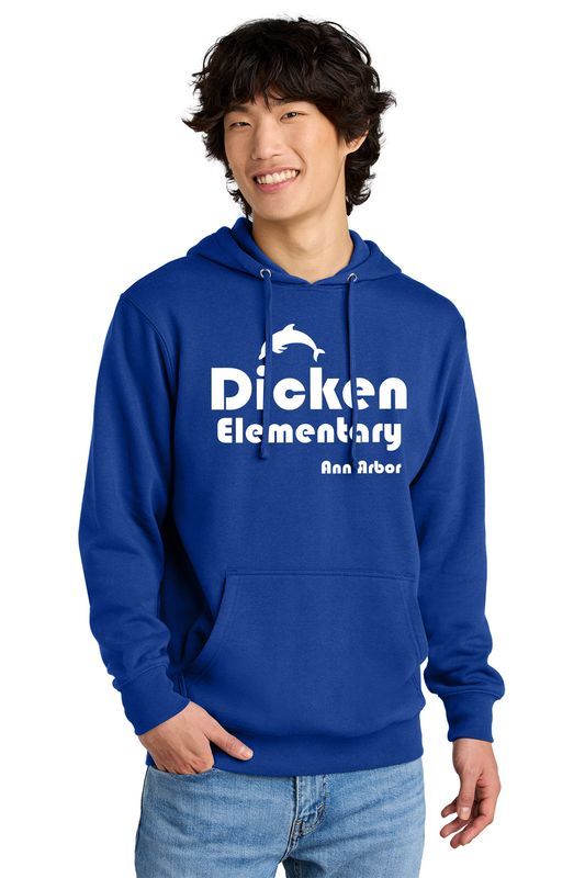 Unisex District Fleece Hoodie (with Retro logo)-Royal, Light Heather Grey, White