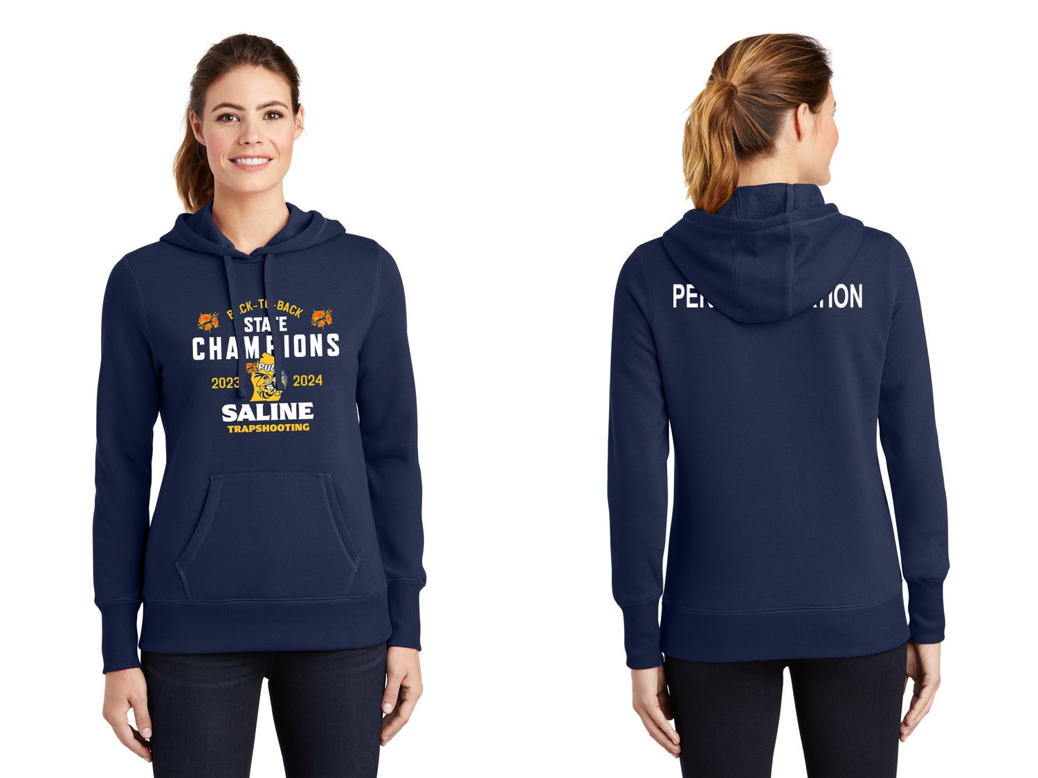 Ladies Pullover Hooded Sweatshirt -Navy Ladies Pullover Hooded Sweatshirt -Navy