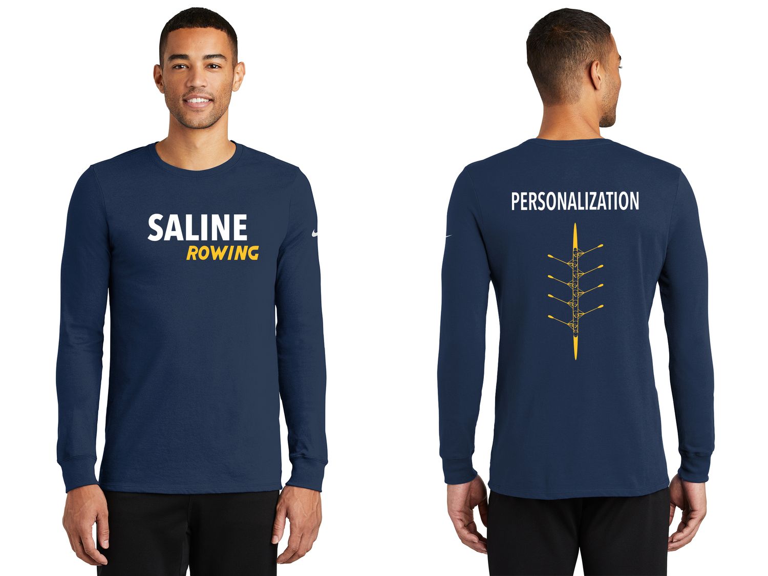 Nike Dri-FIT Cotton/Poly Long Sleeve Tee- Navy