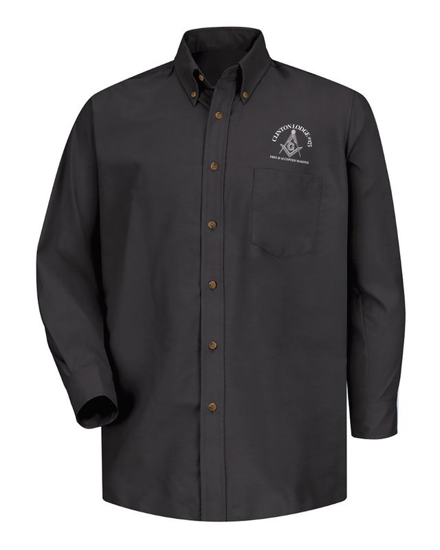 Red Kap Poplin Long Sleeve Dress Shirt- Black, Silver