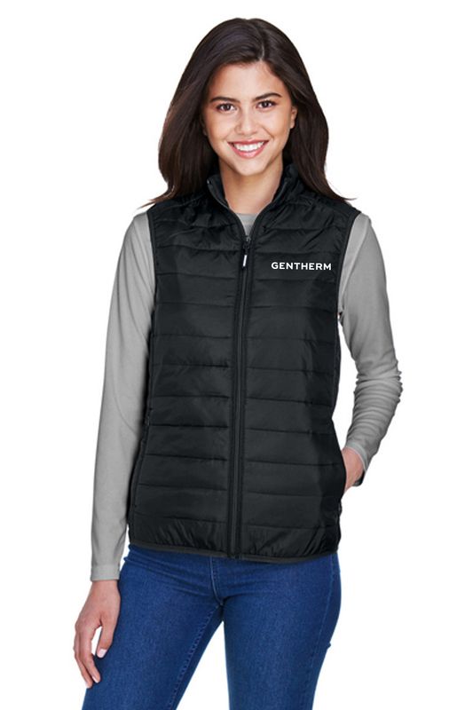 CORE365 Ladies&#39; Prevail Packable Puffer Vest- Black, Carbon