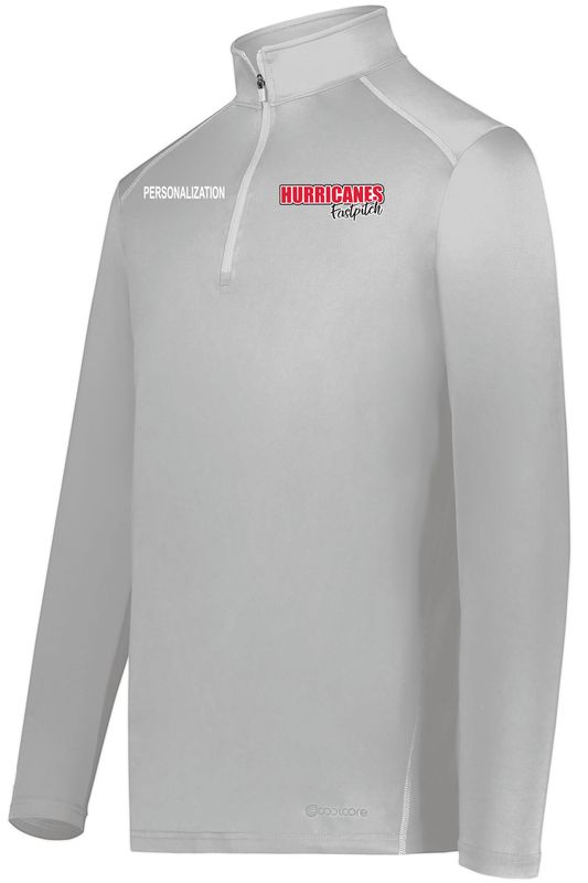 1/4 Zip Pullover Powered by Coolcore- Black, Athletic Grey