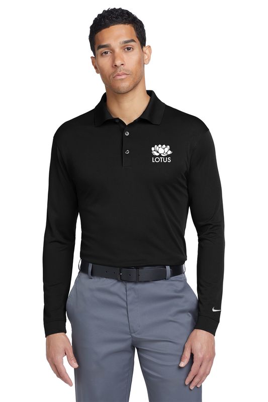 Nike Long Sleeve Dri-FIT Stretch Tech Polo- Black, Dark Grey