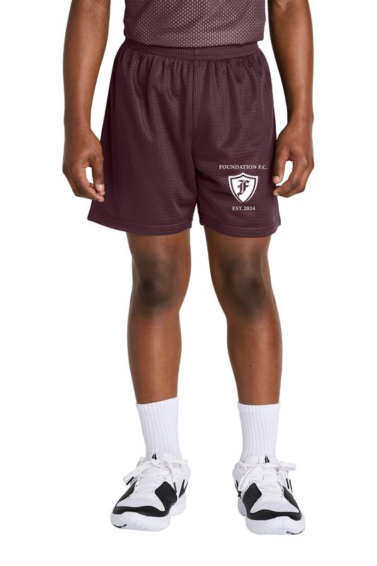 Youth PosiCharge Mesh 5" Short- Iron Grey, Maroon