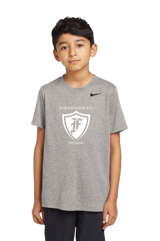 Nike Youth Team Short Sleeve T-Shirt-Maroon, Carbon Heather