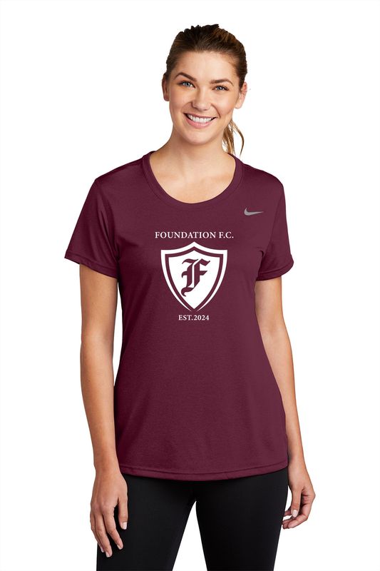 Ladies Nike Legend Tee- Maroon, Carbon Heather