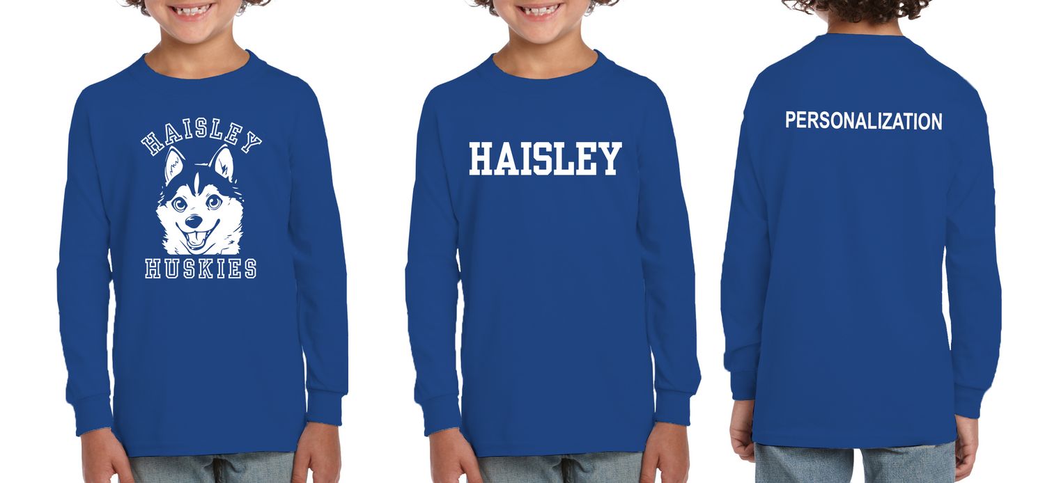 Youth Unisex Cotton Long Sleeve Tee: Royal, Sport Grey