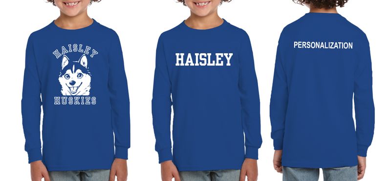 Youth Unisex Cotton Long Sleeve Tee: Royal, Sport Grey