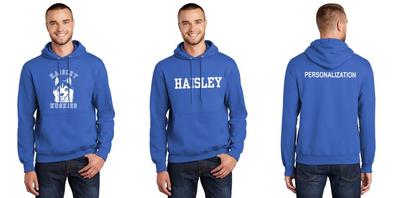 Unisex Fleece Pullover Hooded Sweatshirt - Royal or Heather Grey