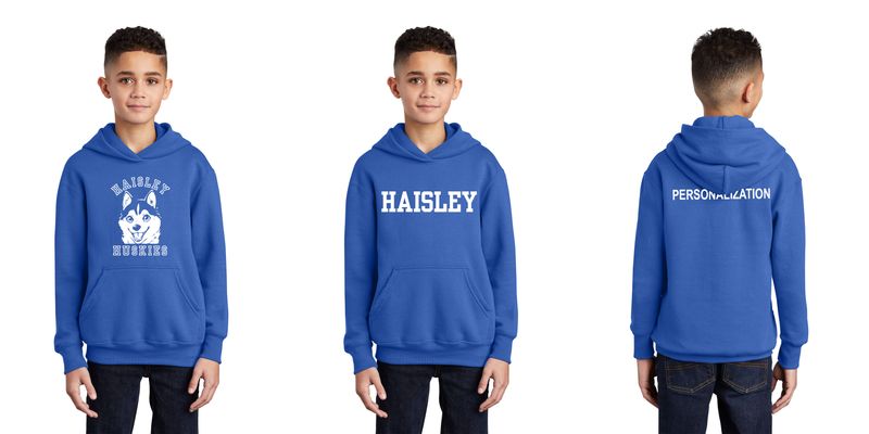 Youth Fleece Pullover Hooded Sweatshirt - Royal, Heather Grey, Sangria, Purple, Kelly