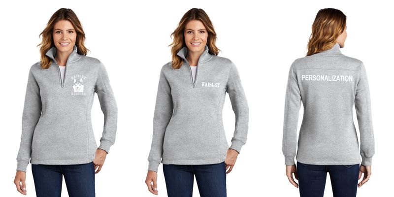 Ladies 1/4-Zip Sweatshirt-Heather Grey or Royal