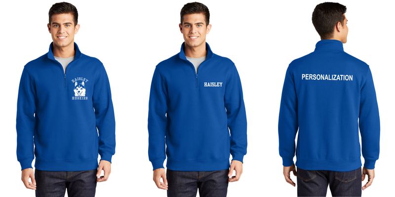 1/4-Zip Sweatshirt-Royal or Heather Grey