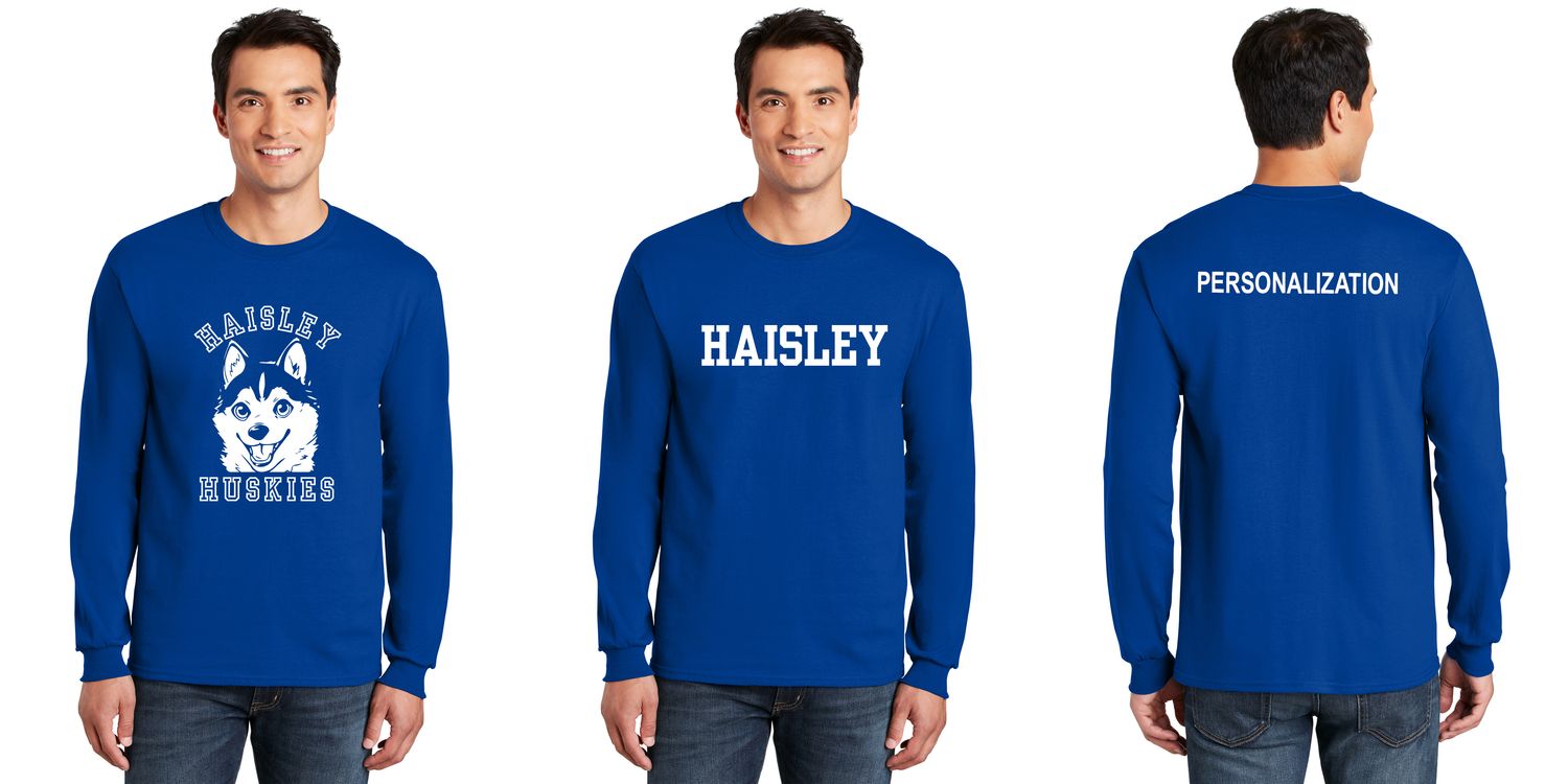 Adult Unisex Cotton Long Sleeve Tee: Royal, Sport Grey, Light Pink, Maroon, Purple