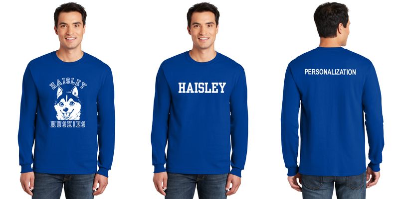 Adult Unisex Cotton Long Sleeve Tee: Royal, Sport Grey, Light Pink, Maroon, Purple