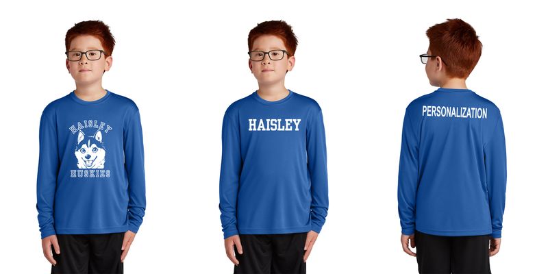 Youth Long Sleeve Performance Tee- Royal, Silver, Purple, Maroon, Forest Green