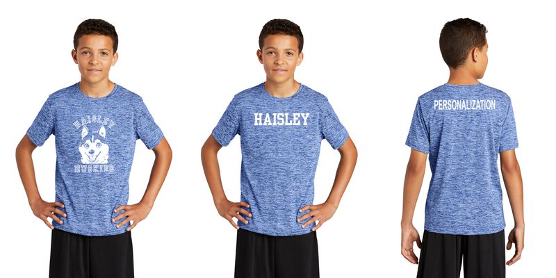Youth Electric Heather Tee-Royal, Grey, Power Pink