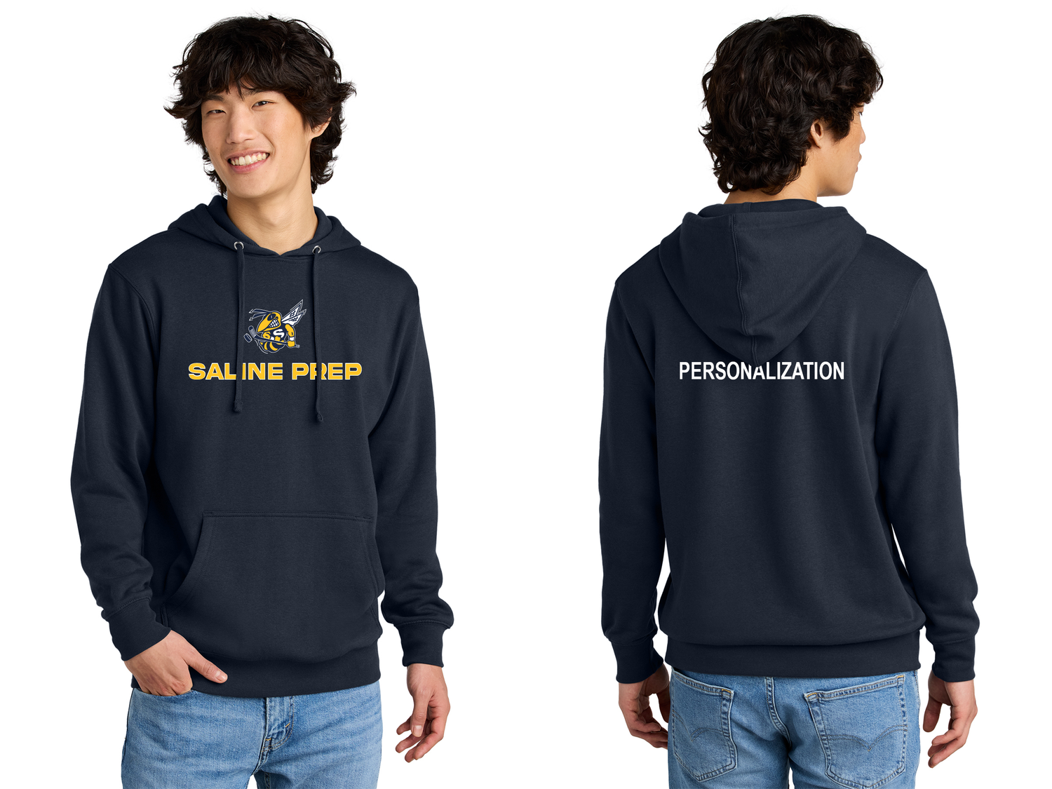 Adult Unisex District Fleece Hoodie - Navy, Grey