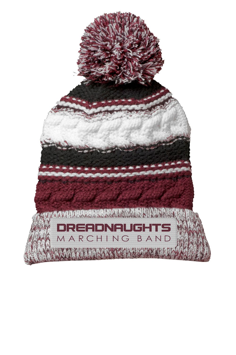 Pom Pom Team Beanie- Maroon/Black/White