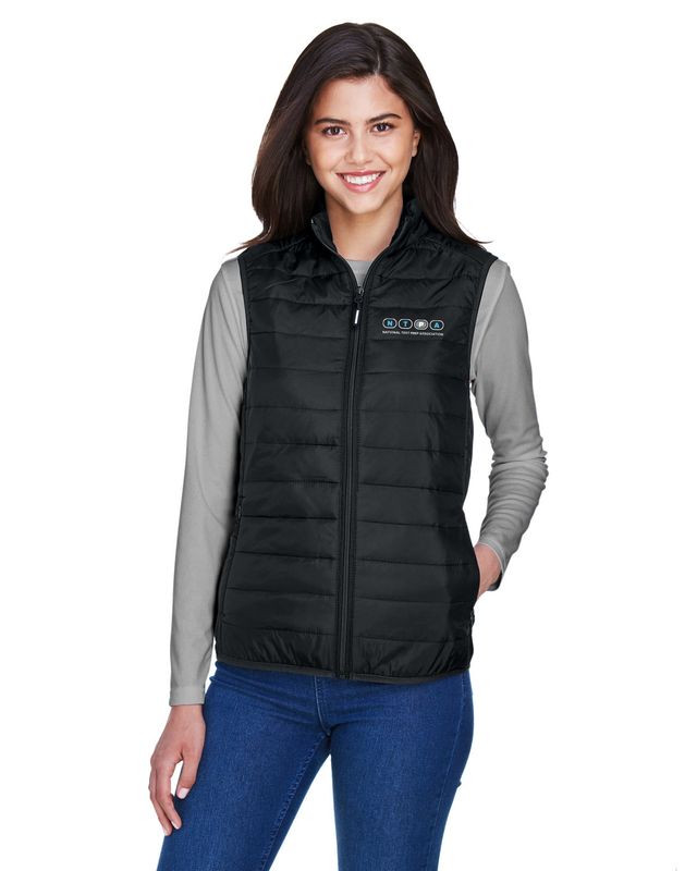 CORE365 Ladies' Prevail Packable Puffer Vest- Black