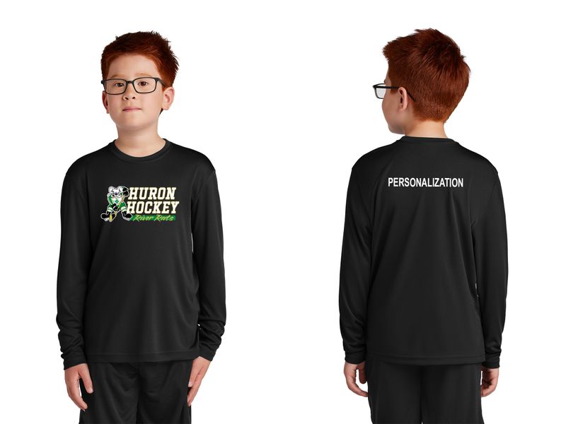 Youth Long Sleeve Performance Tee- Black, Dark Green, Gold, White