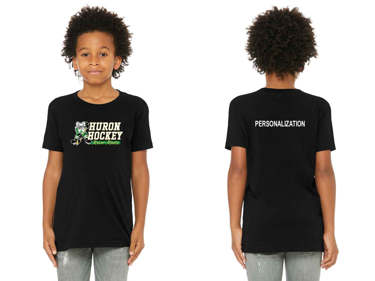Youth Bella & Canvas Short Sleeve Tee -Black, Heather Forest, White