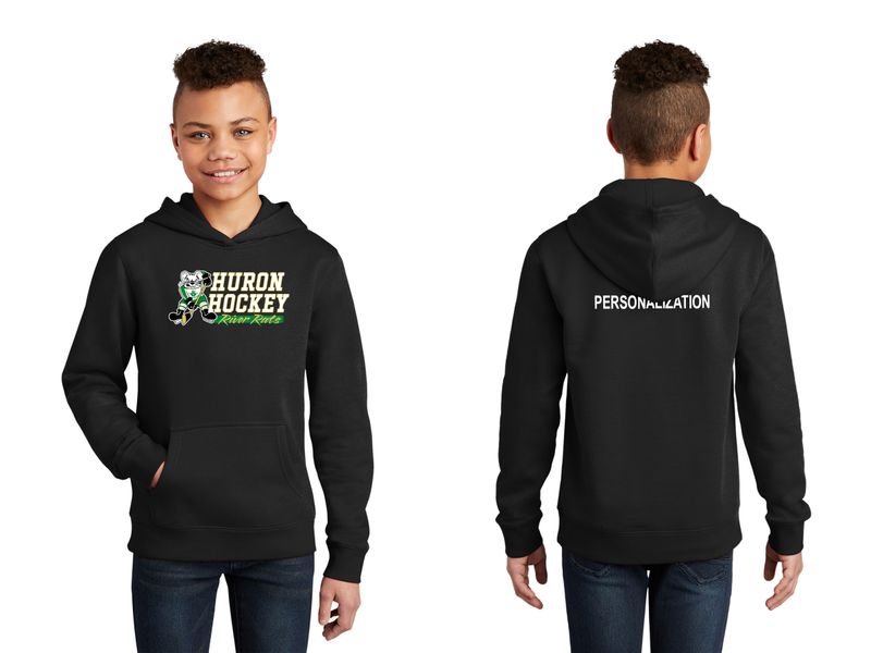 Youth District Fleece Hoodie- Black, Forest Green