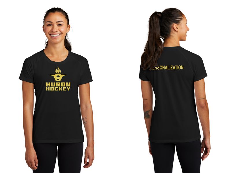 Ladies Tri-Blend Wicking Scoop Neck Raglan Tee-Black, Forest Green, White