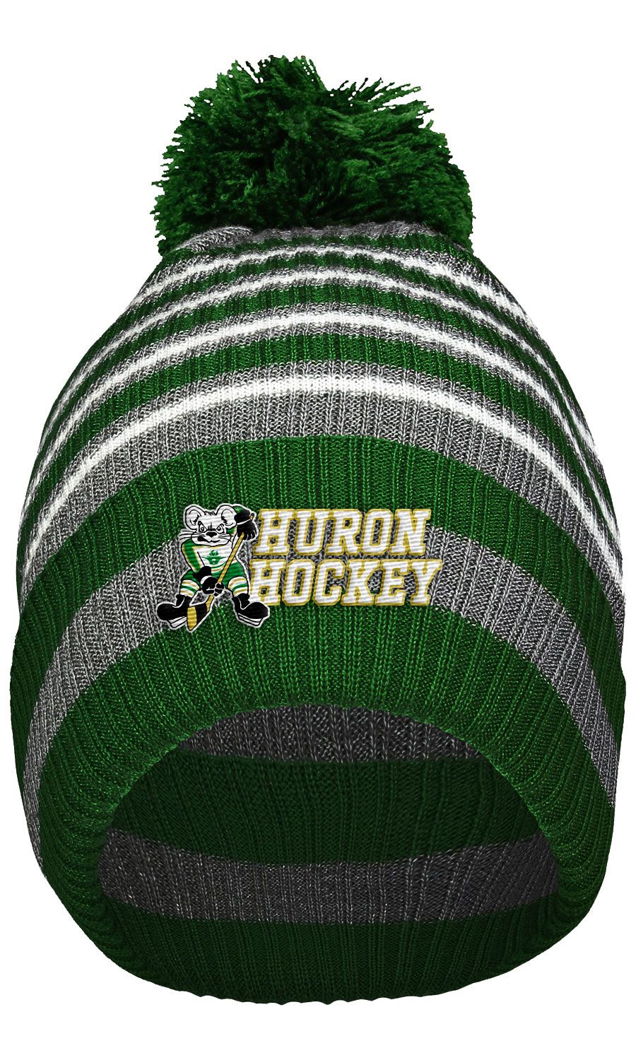 Spirit Pom Beanie- Grey/Green/White