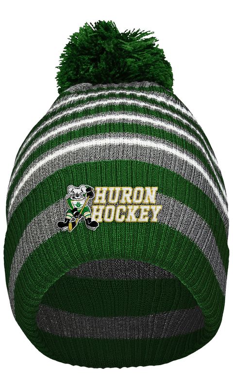 Spirit Pom Beanie- Grey/Green/White