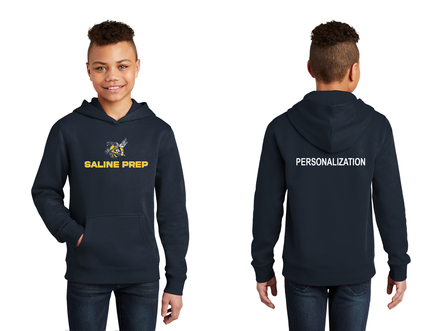 Youth District Fleece Hoodie- Navy, Grey