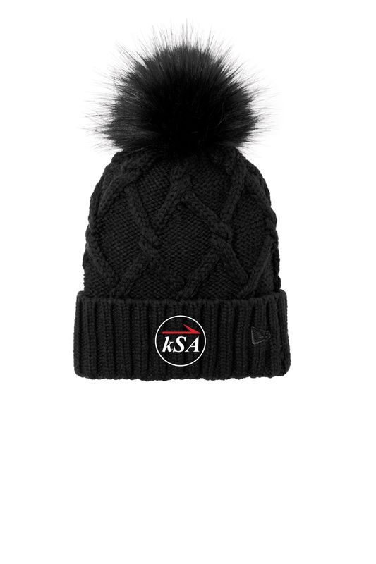 New Era Faux Fur Pom Beanie- Black, Grey, Ivory