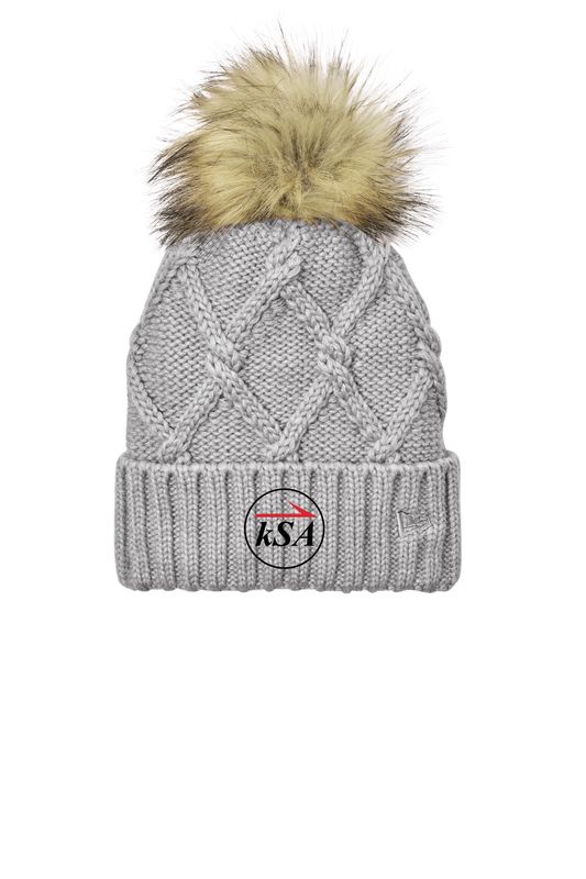 New Era Faux Fur Pom Beanie- Black, Grey, Ivory