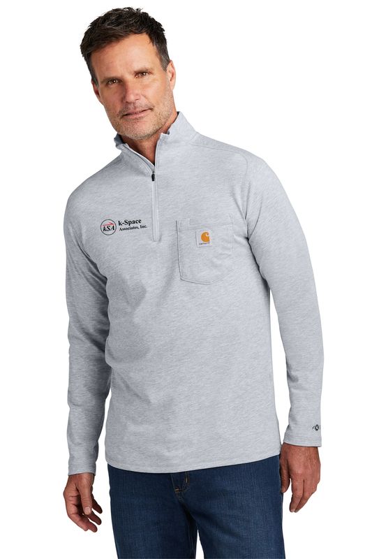Carhartt Force 1/4-Zip Long Sleeve T-Shirt- Black, Heather Grey
