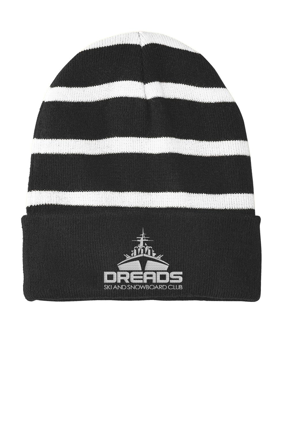 Striped Beanie- Black/White